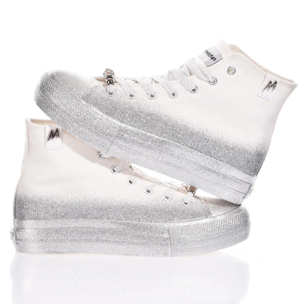 Mimanera Airlines Platform Silver Glittery Airlines Platform brokat