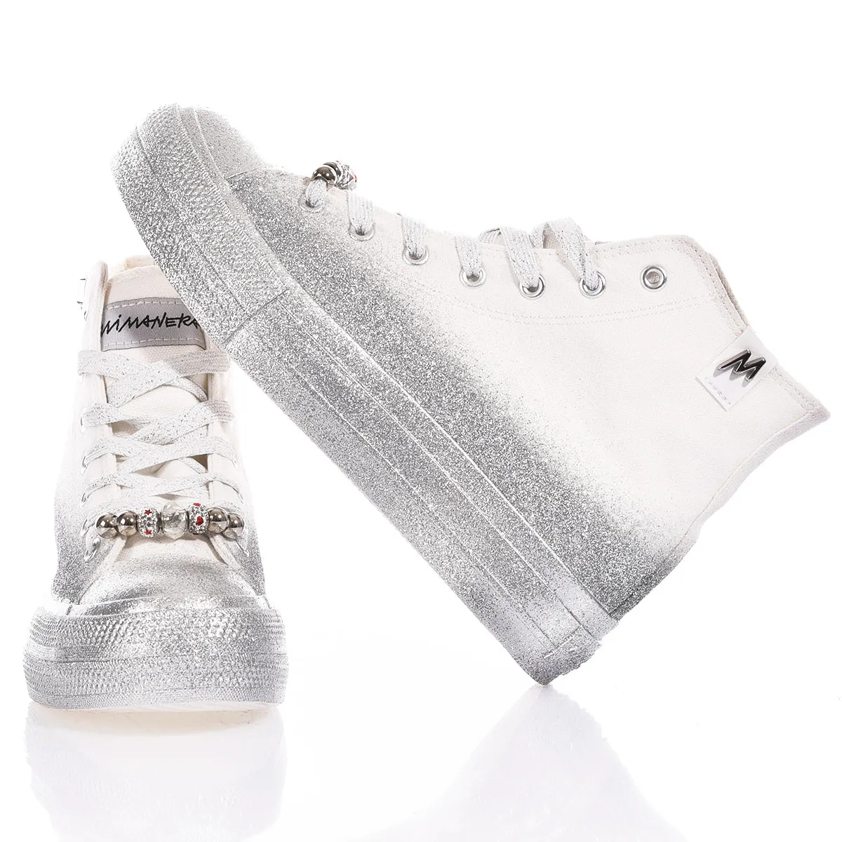 Mimanera Airlines Platform Silver Glittery Airlines Platform brokat