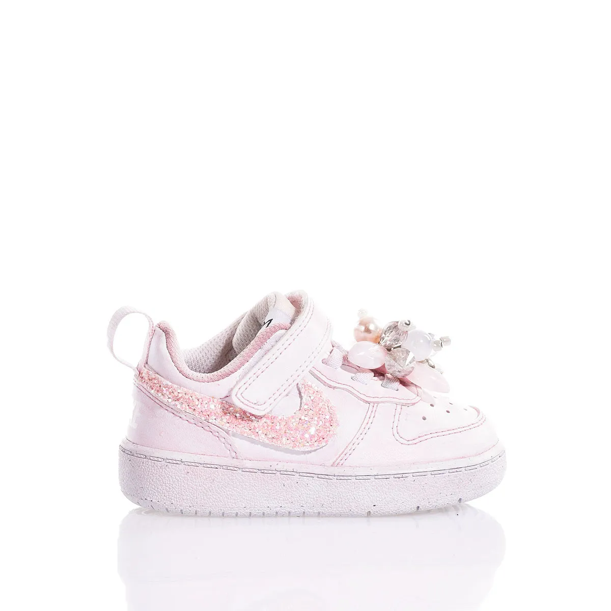 Nike Baby Pink Ice Court Vision Washed-out, Glitter