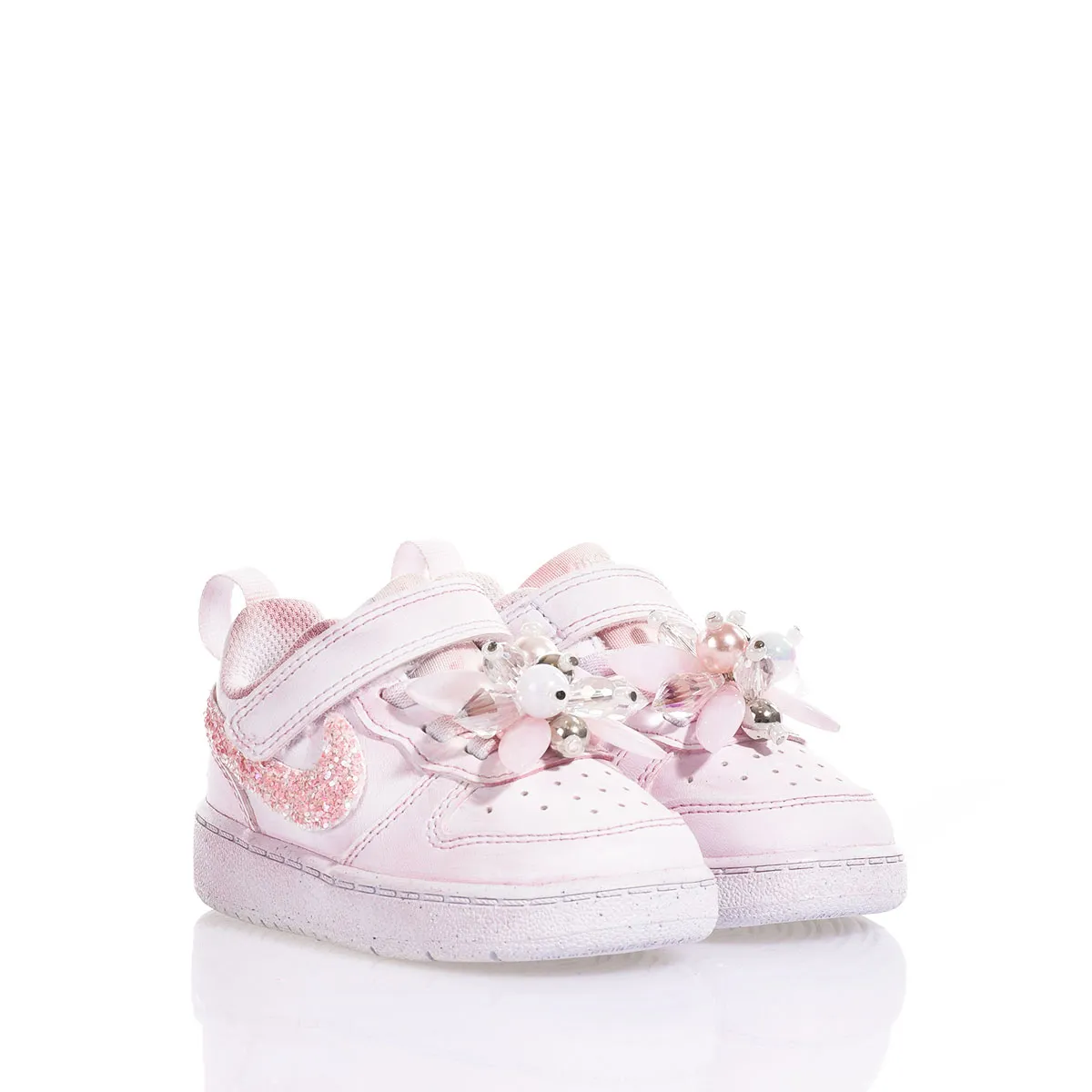 Nike Baby Pink Ice Court Vision Washed-out, Glitter