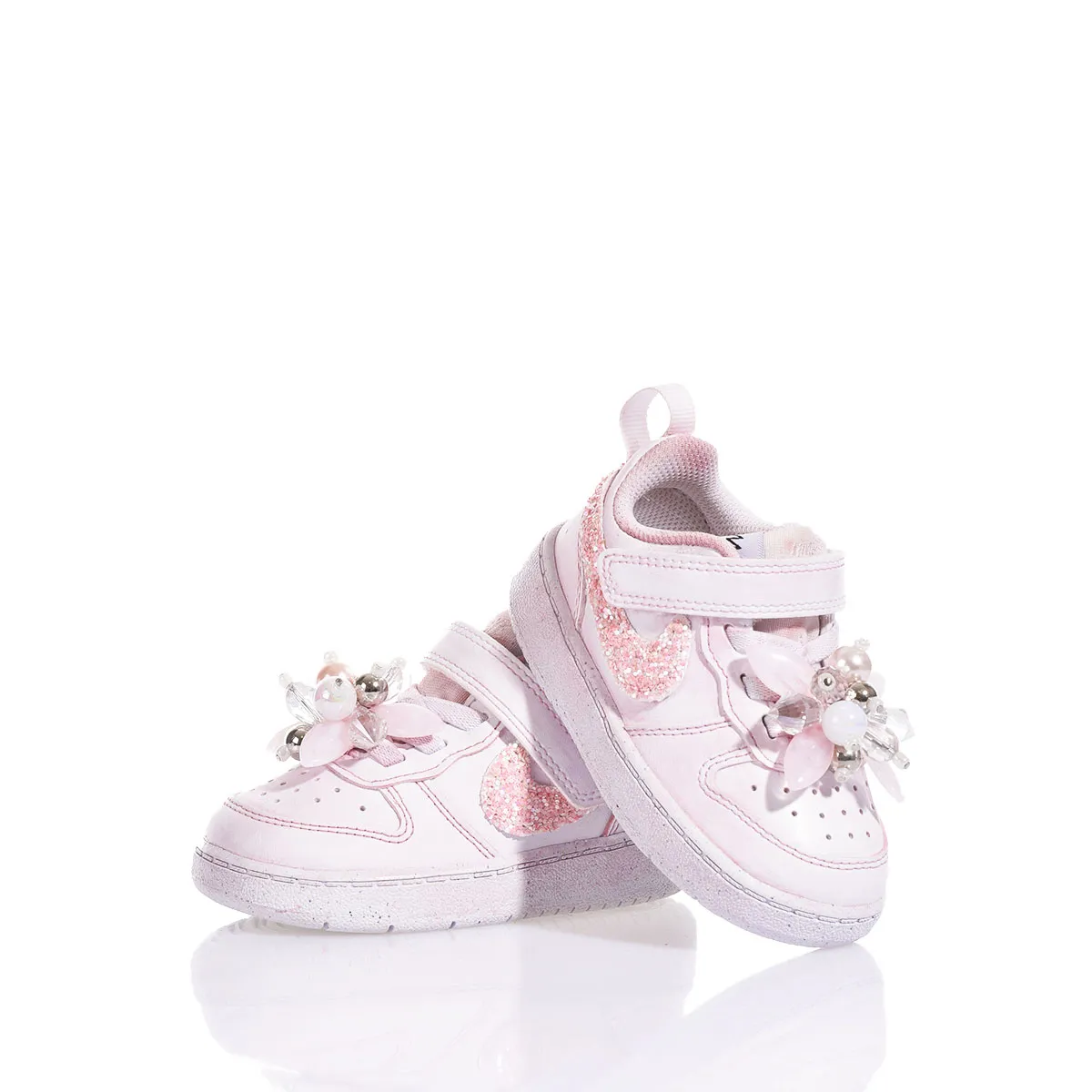 Nike Baby Pink Ice Court Vision Washed-out, Glitter