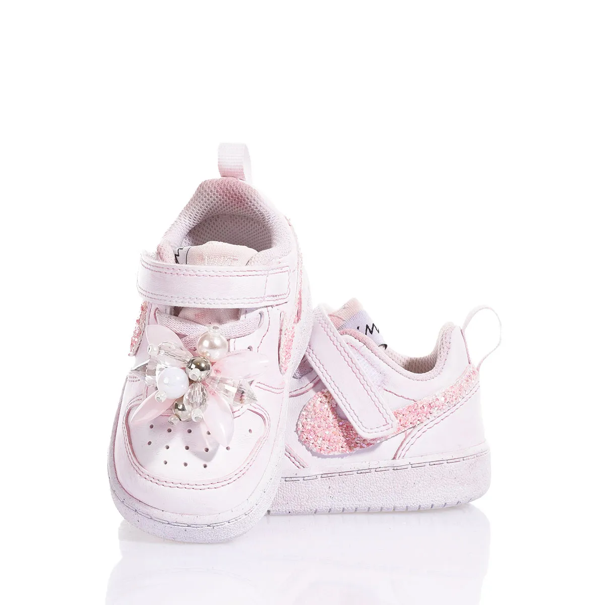 Nike Baby Pink Ice Court Vision Washed-out, Glitter