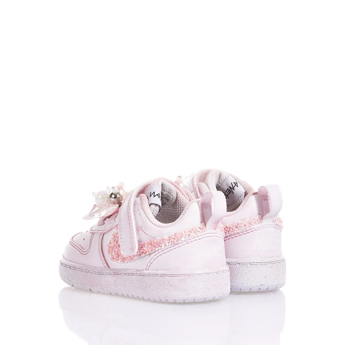 Nike Baby Pink Ice Court Vision Washed-out, Glitter