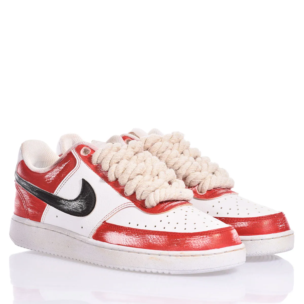 Nike Red Vintage Court Vision Painted