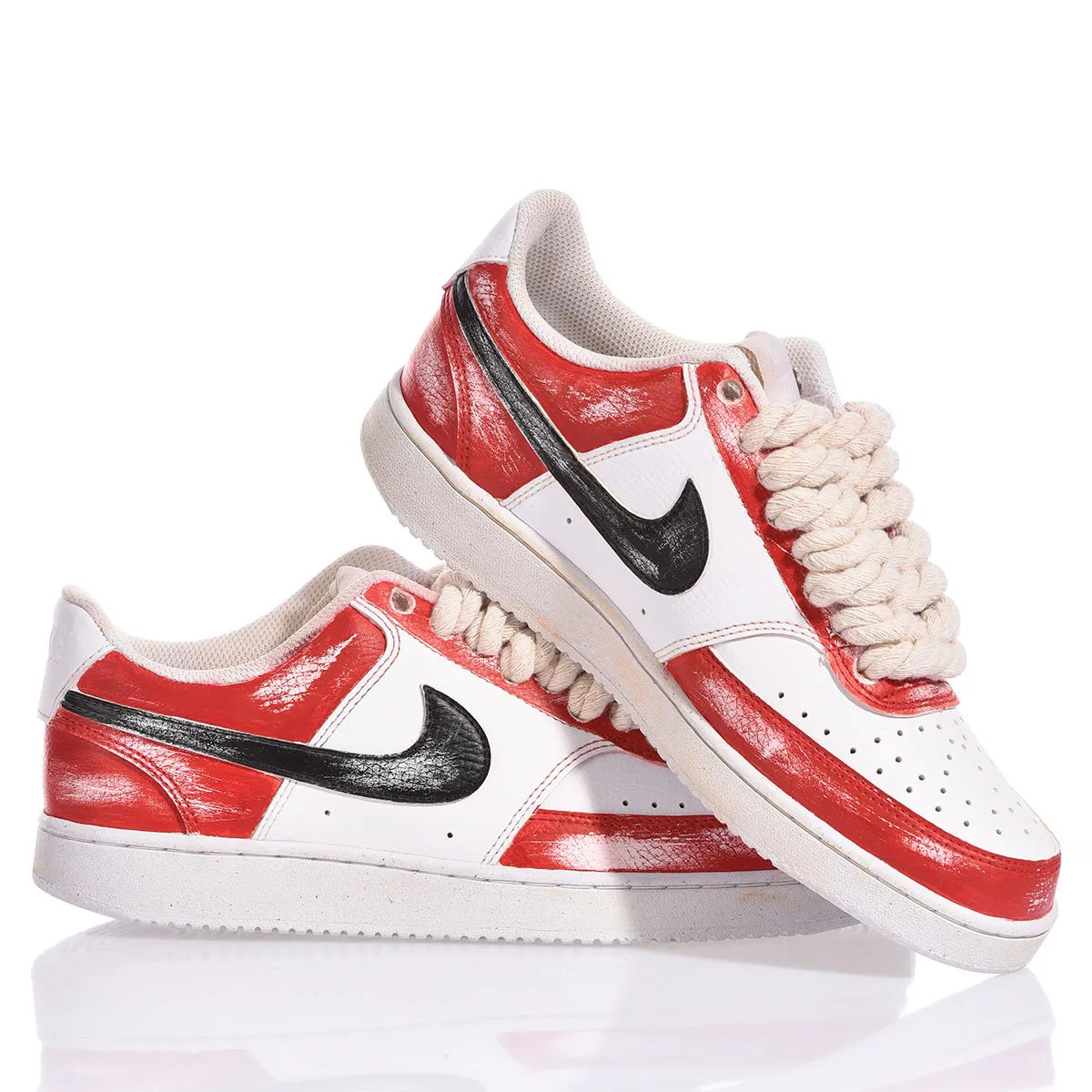 Nike Red Vintage Court Vision Painted