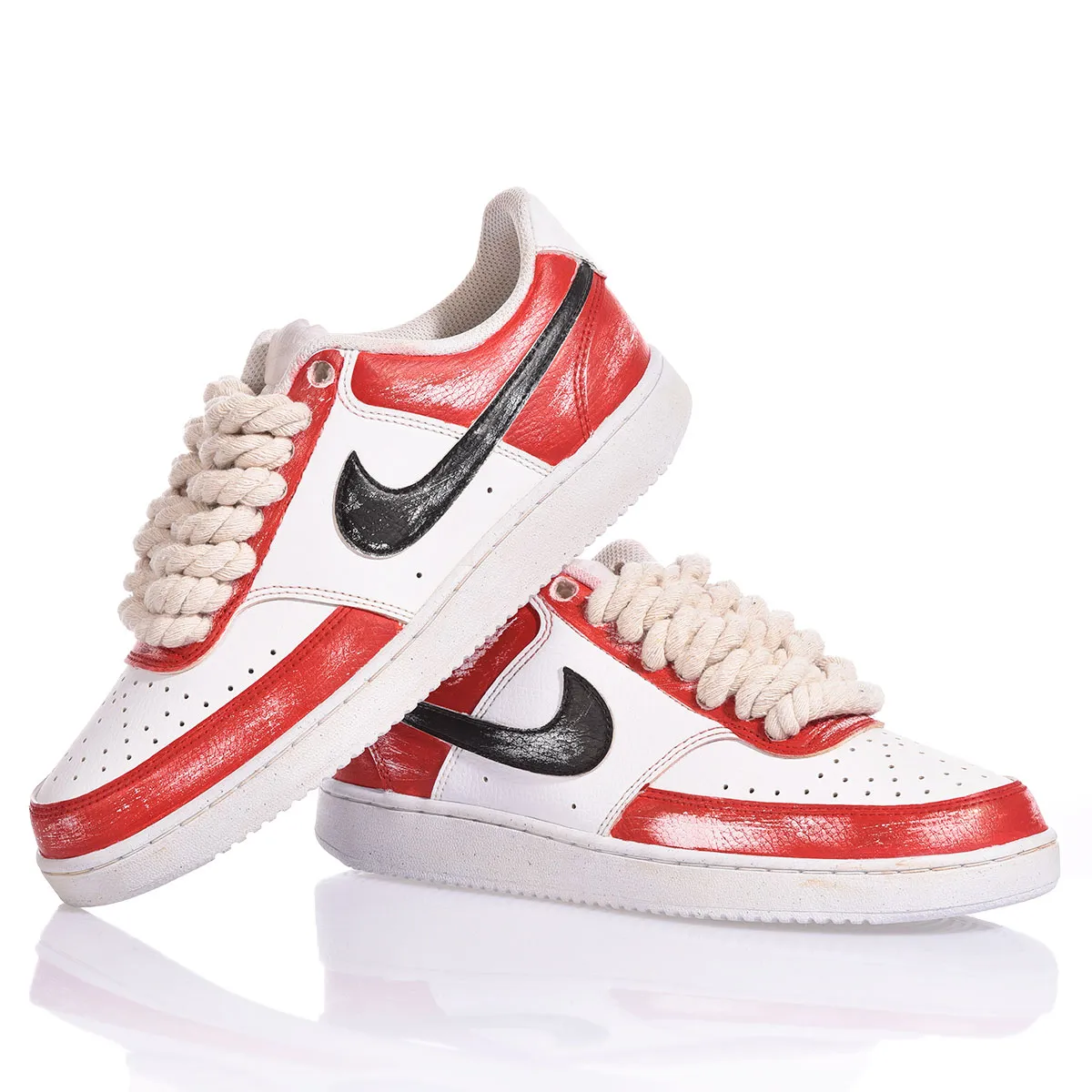 Nike Red Vintage Court Vision Painted